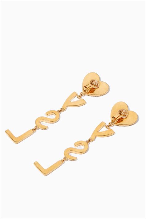 ysl heartshape earrings gold|YSL st laurent earrings.